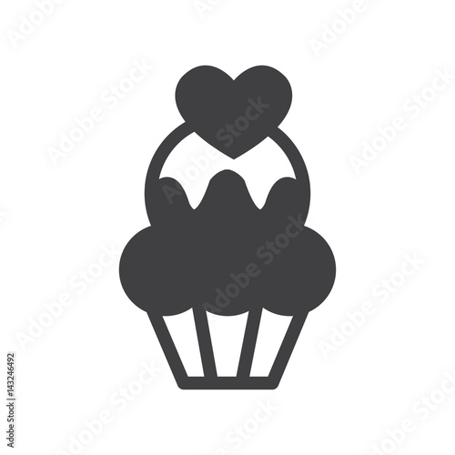 cup cake monochrome bakery icon vector