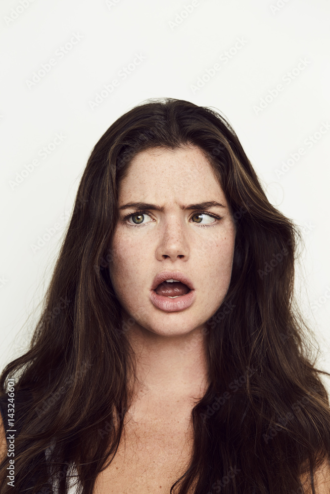 Brunette beauty with crossed eyes, portrait Brunette beauty with crossed eyes, portrait