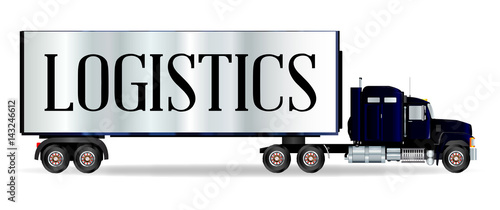 Truck Tractor Unit And Trailer With Logistics Inscription