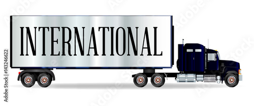 Truck Tractor Unit And Trailer With International Inscription