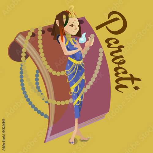 hindu gods Parvati Invitation cards Dawali Holiday vector illustration