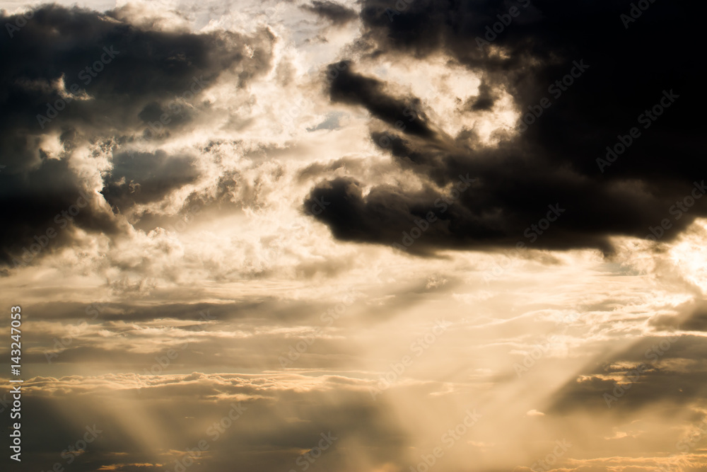 Fototapeta premium colorful dramatic sky with cloud at sunset