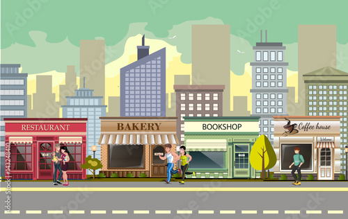 People walking in street city