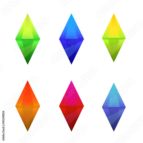 Free Download Set of cartoon different color crystals - GFXLoad