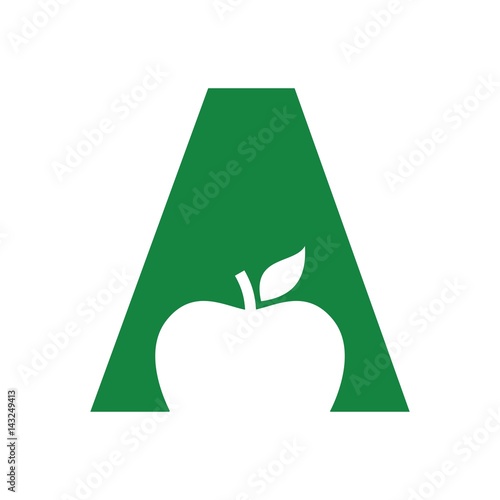 letter a and apple logo vector.