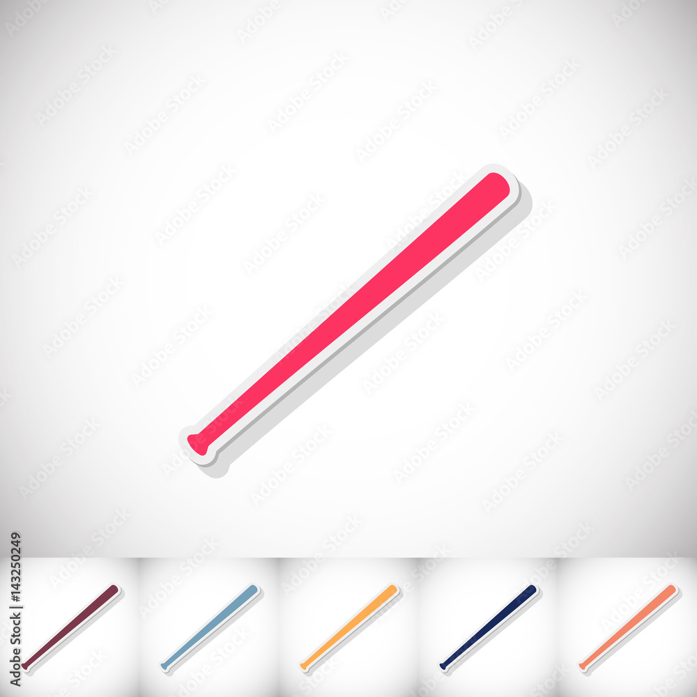 Baseball bat. Flat sticker with shadow on white background Baseball bat. Flat sticker with shadow on white background