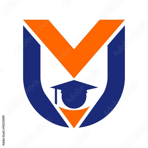 letter m and u logo vector. graduation logo.