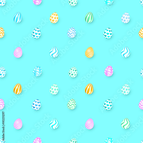 Seamless Easter surface pattern with colorful eggs.