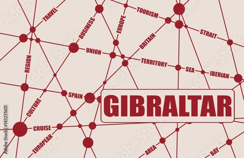 Gibraltar relative tags cloud. Molecule And Communication Background. Modern vector brochure or web banner design template. Connected lines with dots