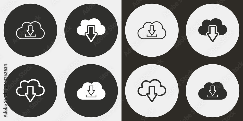 Cloud download icon set. Cloud download icon set.