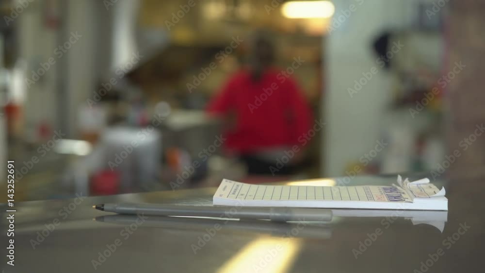 Order pad at a small food business Order pad at a small food business