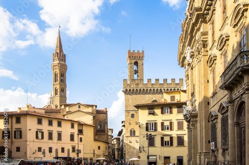Old city of Florence with classical architectural features of the buildings, Tuscany, Italy