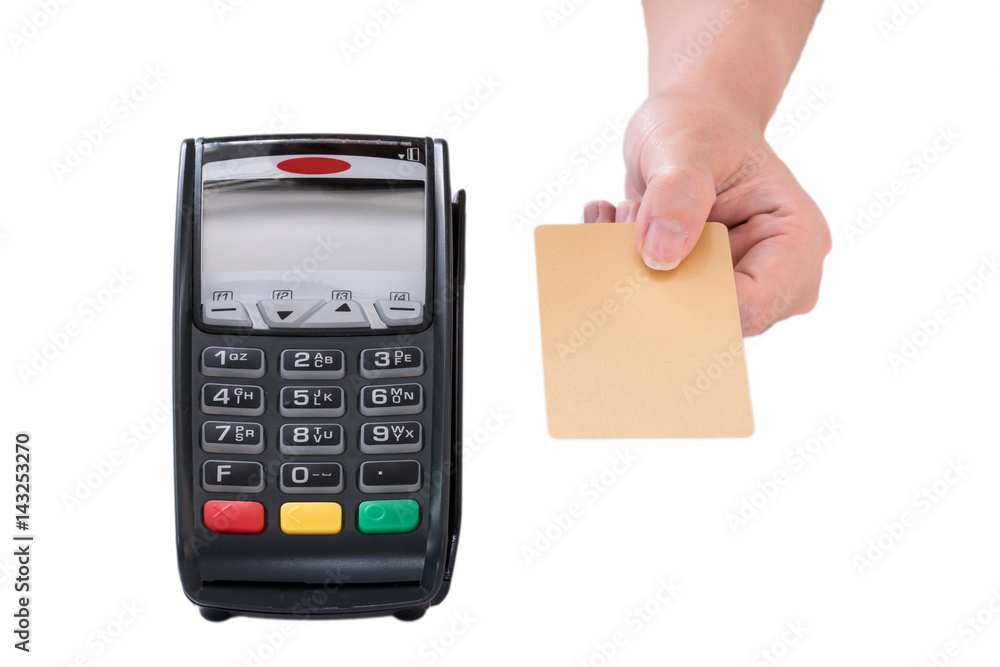 A woman hand is giving a credit card A woman hand is giving a credit card