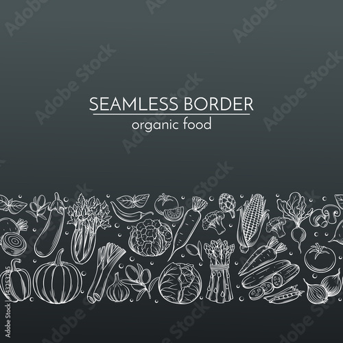 template borders with hand drawn vegetables