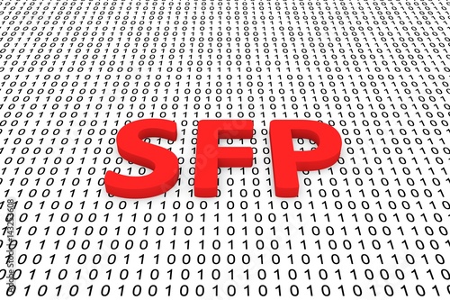 SFP in the form of binary code, 3D illustration