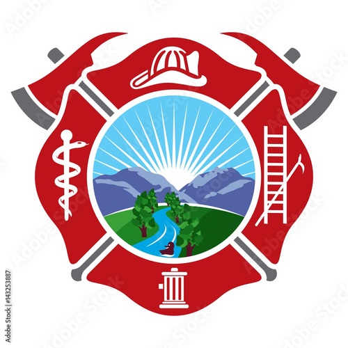 fireman emblem. fire department symbol. logo vector.