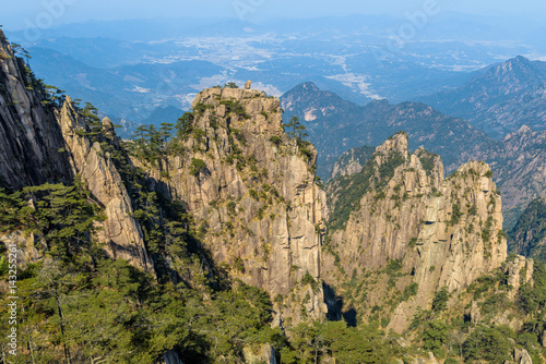 Landscape of Huangshan (Yellow Mountains). Huangshan Pine trees. Located in Anhui province in eastern China. It is a UNESCO World Heritage Site, and one of China's major tourist destinations. © Songkhla Studio