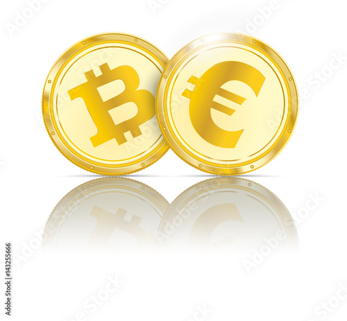 Golden Coins Bitcoin Euro Mirror