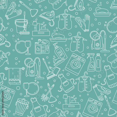 House cleaning seamless vector pattern.