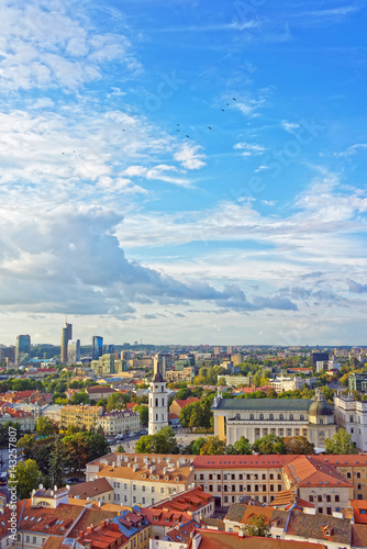 Rooftops to Cathedral Square and Financial District in Vilnius