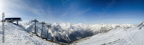 Ski mountain resort in the Caucasus mountains  Dombai  Russia