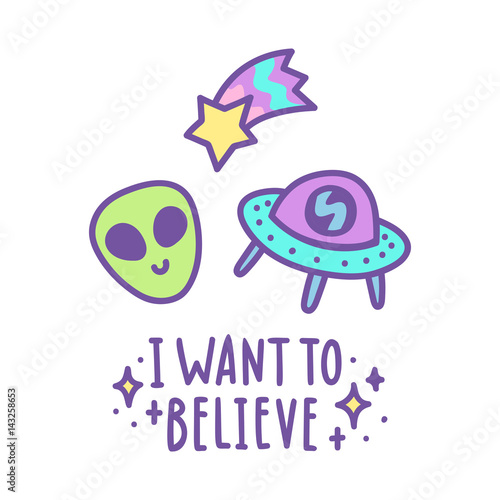 I want to believe. Alien head  comet and space ship