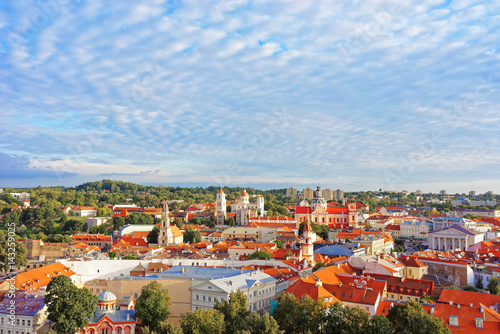 Old town of Vilnius with churches towers and Town Hall