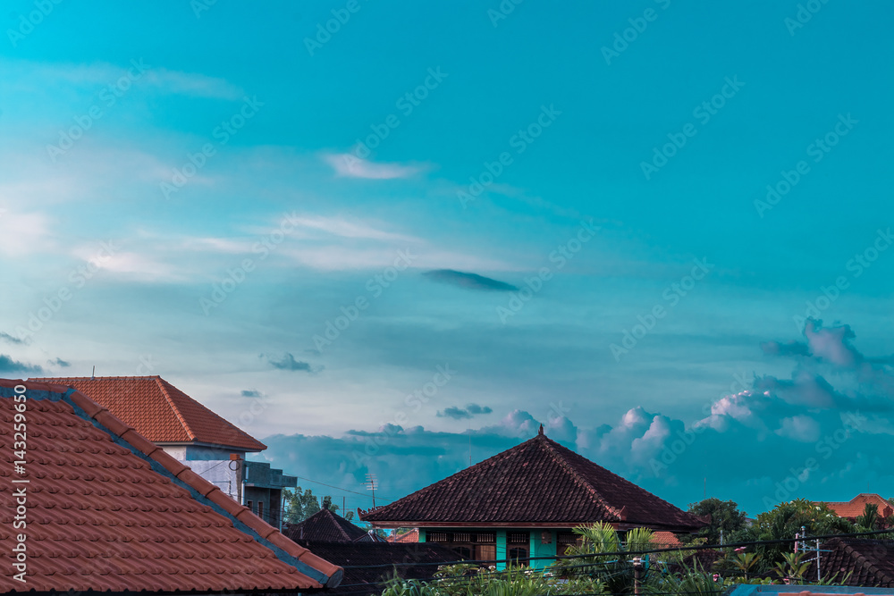 Balinese landscape village at sunset time. Bali, Indonesia. Balinese landscape village at sunset time. Bali, Indonesia.
