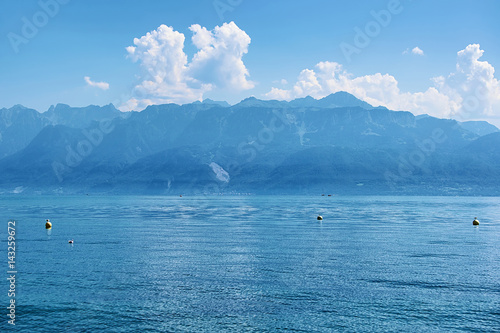 Lake Geneva and Alps mountains in Lausanne