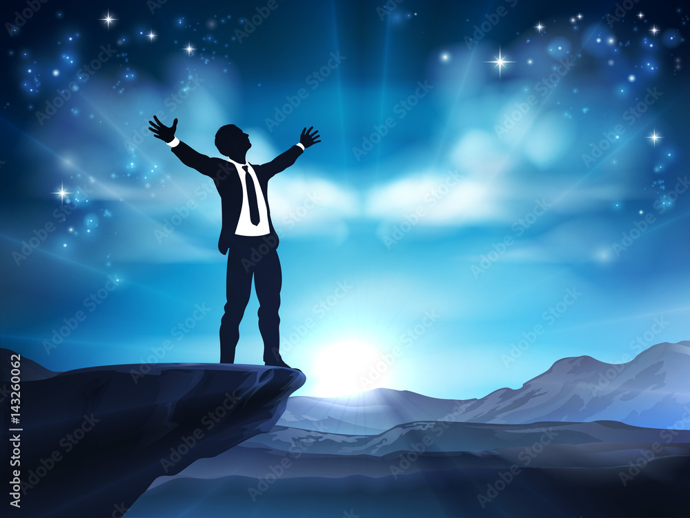 Business Man With Raised Arms Concept Business Man With Raised Arms Concept