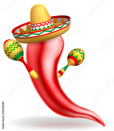Mexican Red Chilli Pepper Character