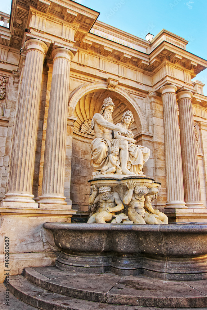 Albrecht fountain on Albertinaplatz in Vienna