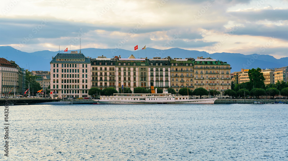 White Ferry in Geneva Lake Geneva Switzerland