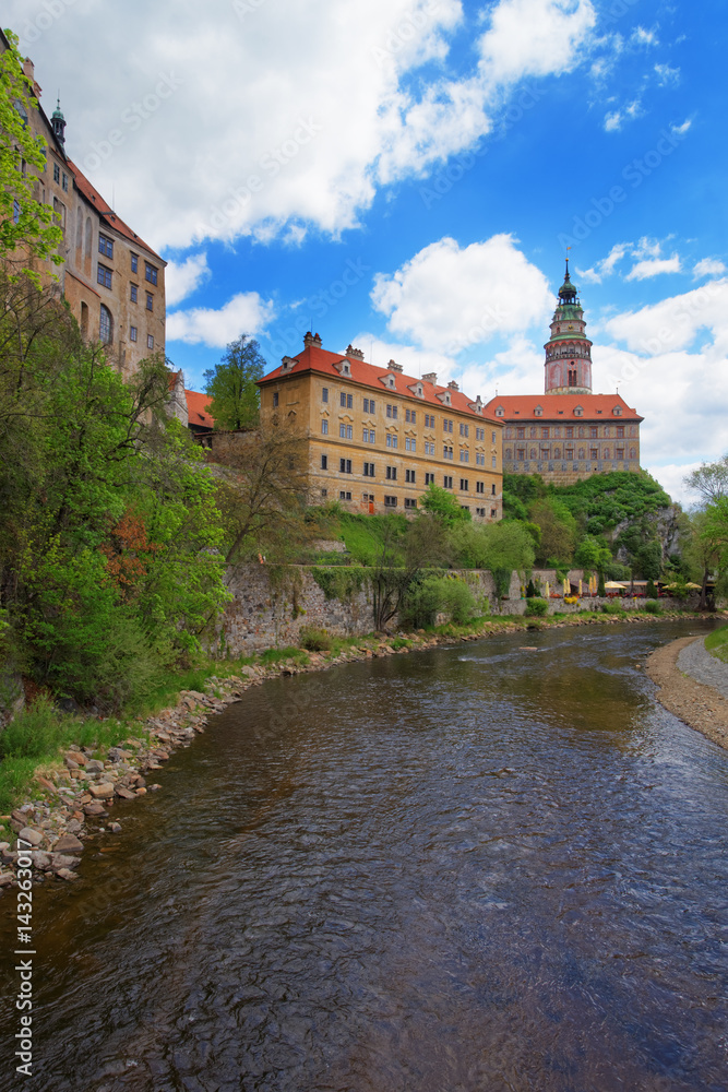 Cesky Krumlov State Castle with bend in Vltava River
