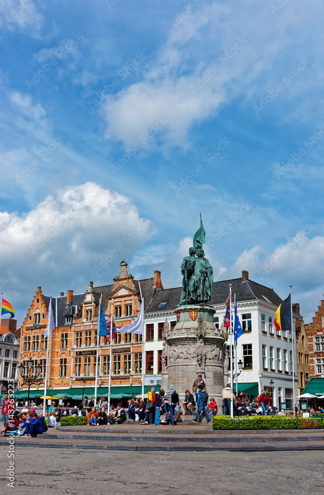 Market Square in medieval old city in Brugge