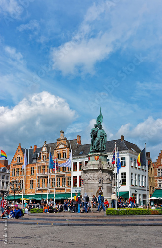 Market Square in medieval old city in Brugge