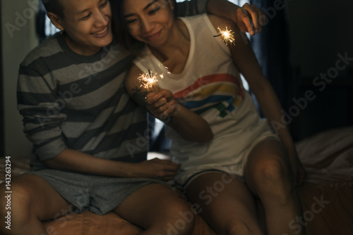 LGBT Lesbian Couple Moments Happiness Concept
