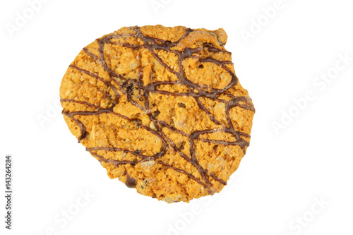 Chocolate chip cookie isolated on white background