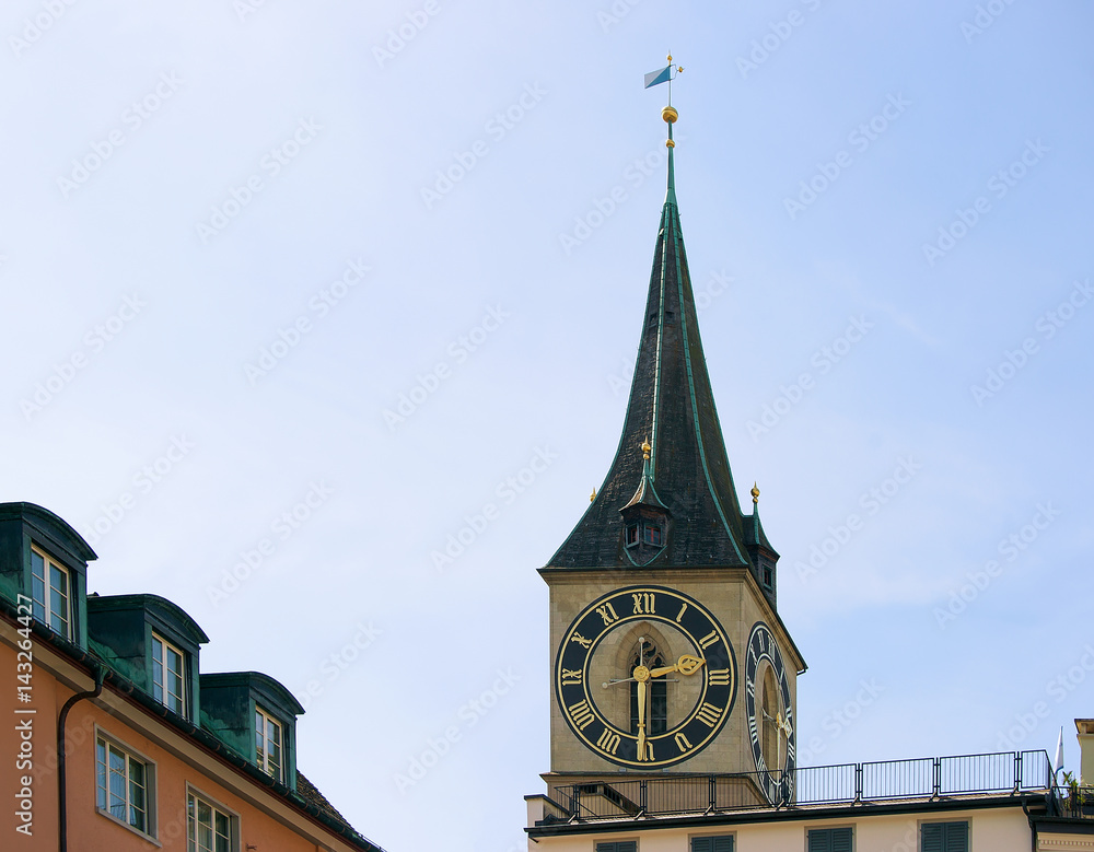 Clock of  St Peter Church in Zurich Switzerland