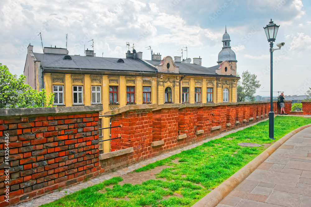 Defensive walls of Wawel Castle in Krakow