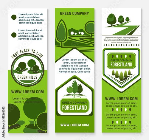 Eco green business banner template with tree