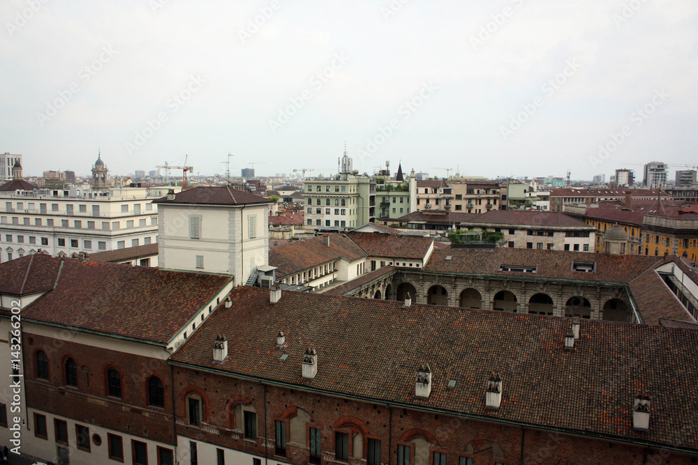 Milan panorama from cathedral, Italy