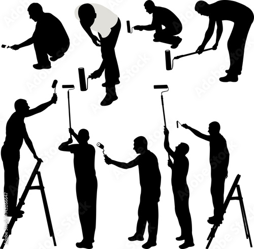 house painters silhouettes - vector