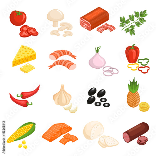 Pizza Ingredients Icons Set