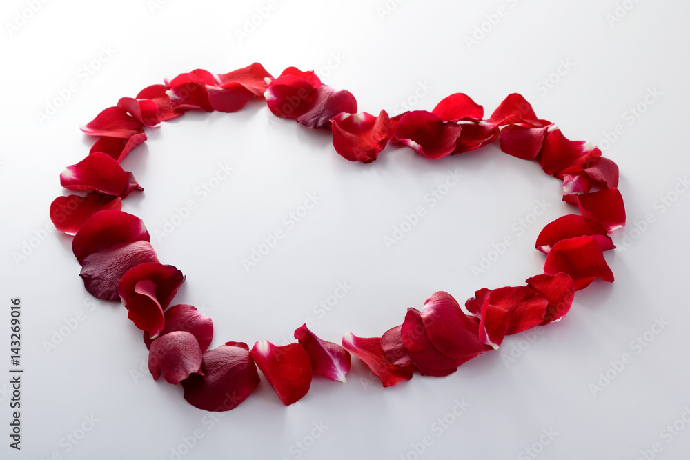 Red heart from rose petals Red heart from rose petals