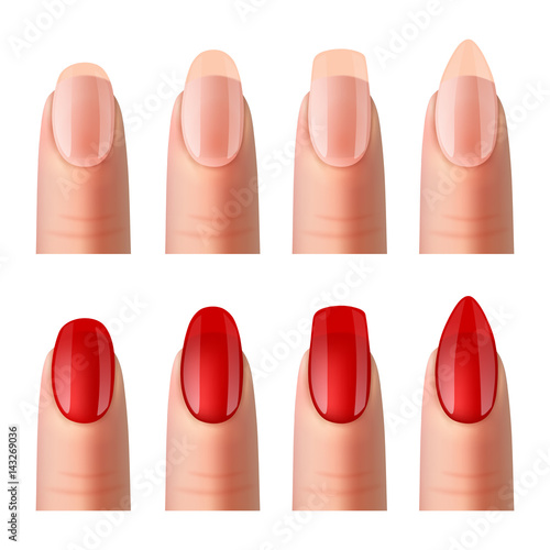  Women Nails Manicure Realistic Images  Set 