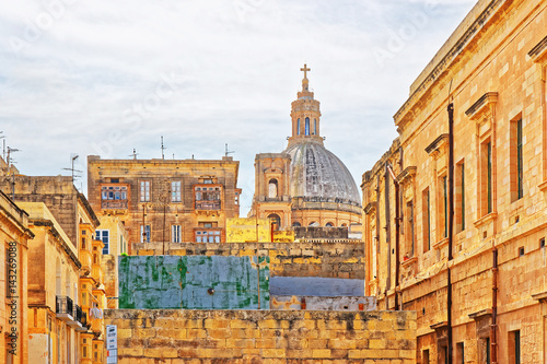 Street and Basilica of Our Lady Mount Carmel Valletta
