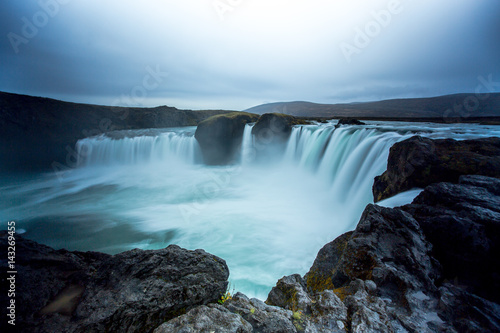 Godafoss, is one of popular attractions in Iceland. It is located in the northern region, just off the main ring road 1. Godafoss is in the glacial river that originated in the highland.