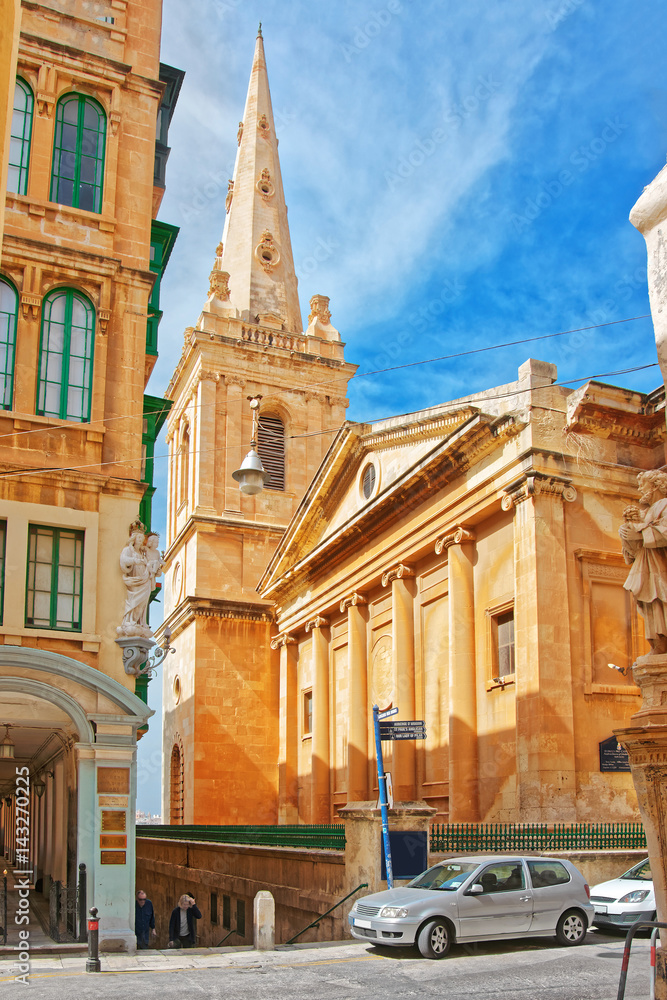 Street of St Paul Cathedral in Valletta old town
