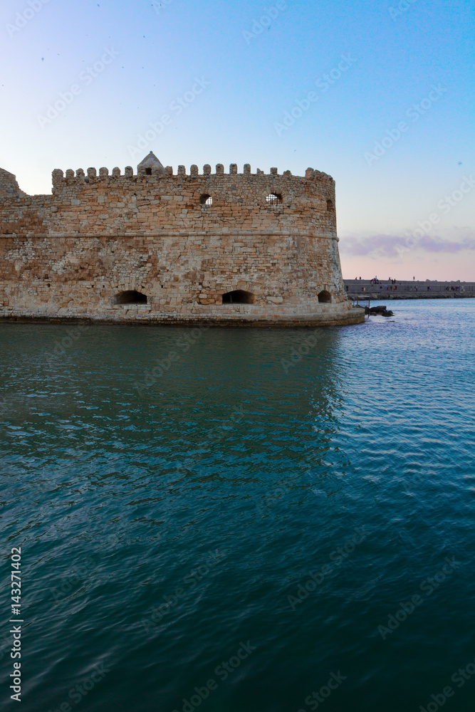 Heraklion old venetian bay with venetian fortress, Crete, Greece